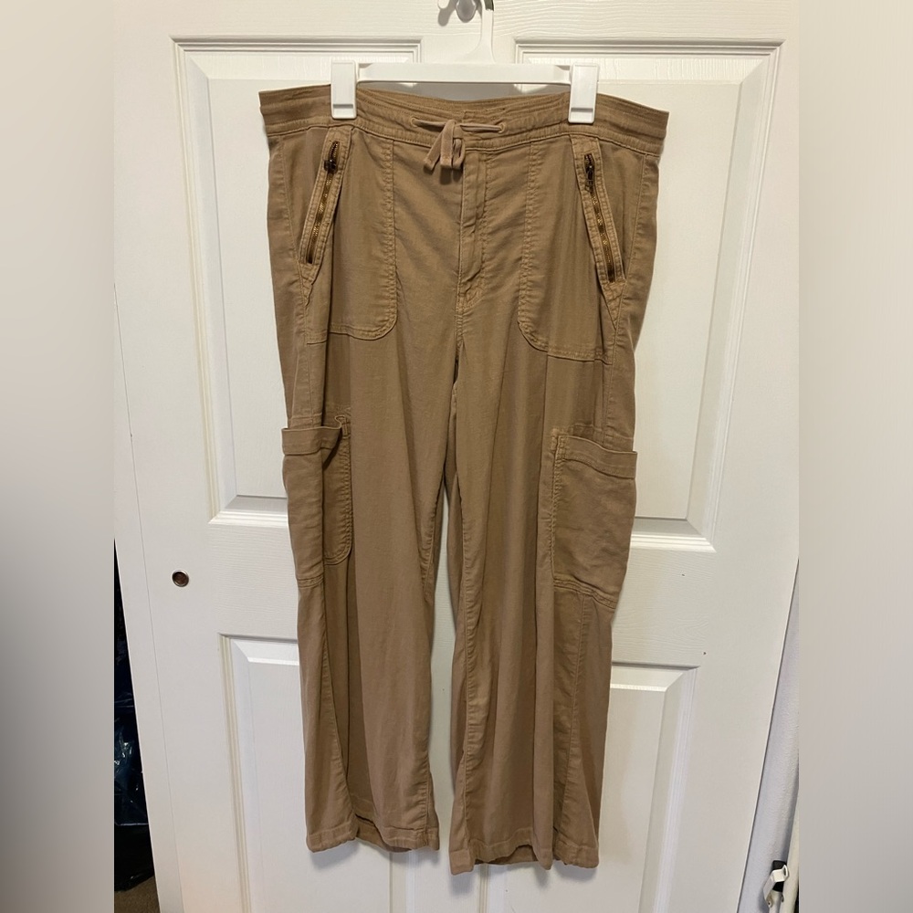American Eagle dreamy drape linen blend baggy wide leg cargo pants